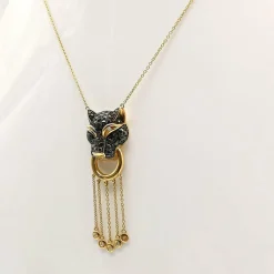 Collier or jaune saphir et diamants