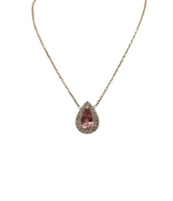 Collier or jaune serti d'une tourmaline et de diamants