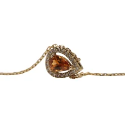 Collier or jaune serti d'une citrine et de diamants
