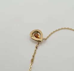 Collier or jaune serti d'une citrine et de diamants