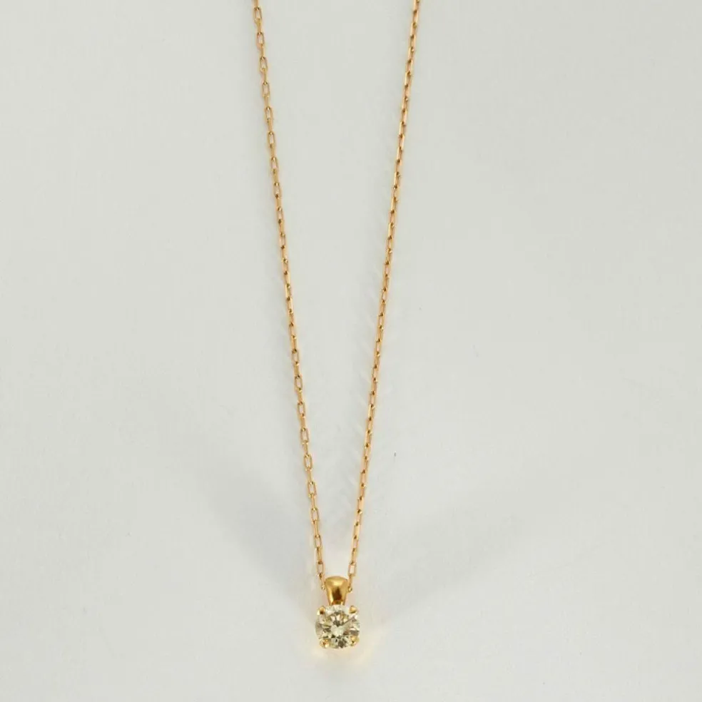 Collier or jaune solitaire