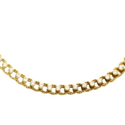 Collier or jaune texturé et diamants