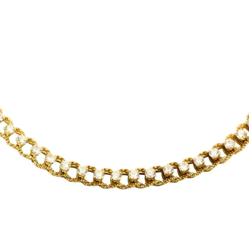 Collier or jaune texturé et diamants