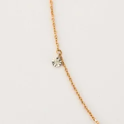 COLLIER OR ROSE 3 DIAMANTS 0,09ct