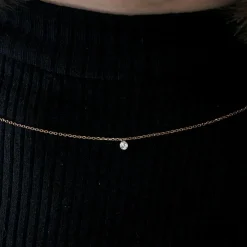 COLLIER OR ROSE DIAMANT 0,10ct
