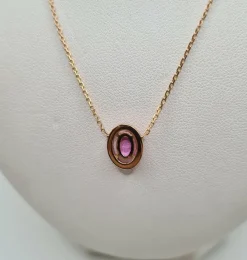 Collier or rose et saphir rose