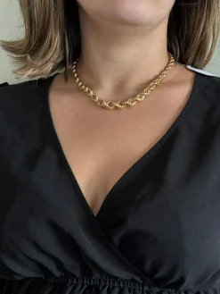 Collier Or Rose Maille Corde