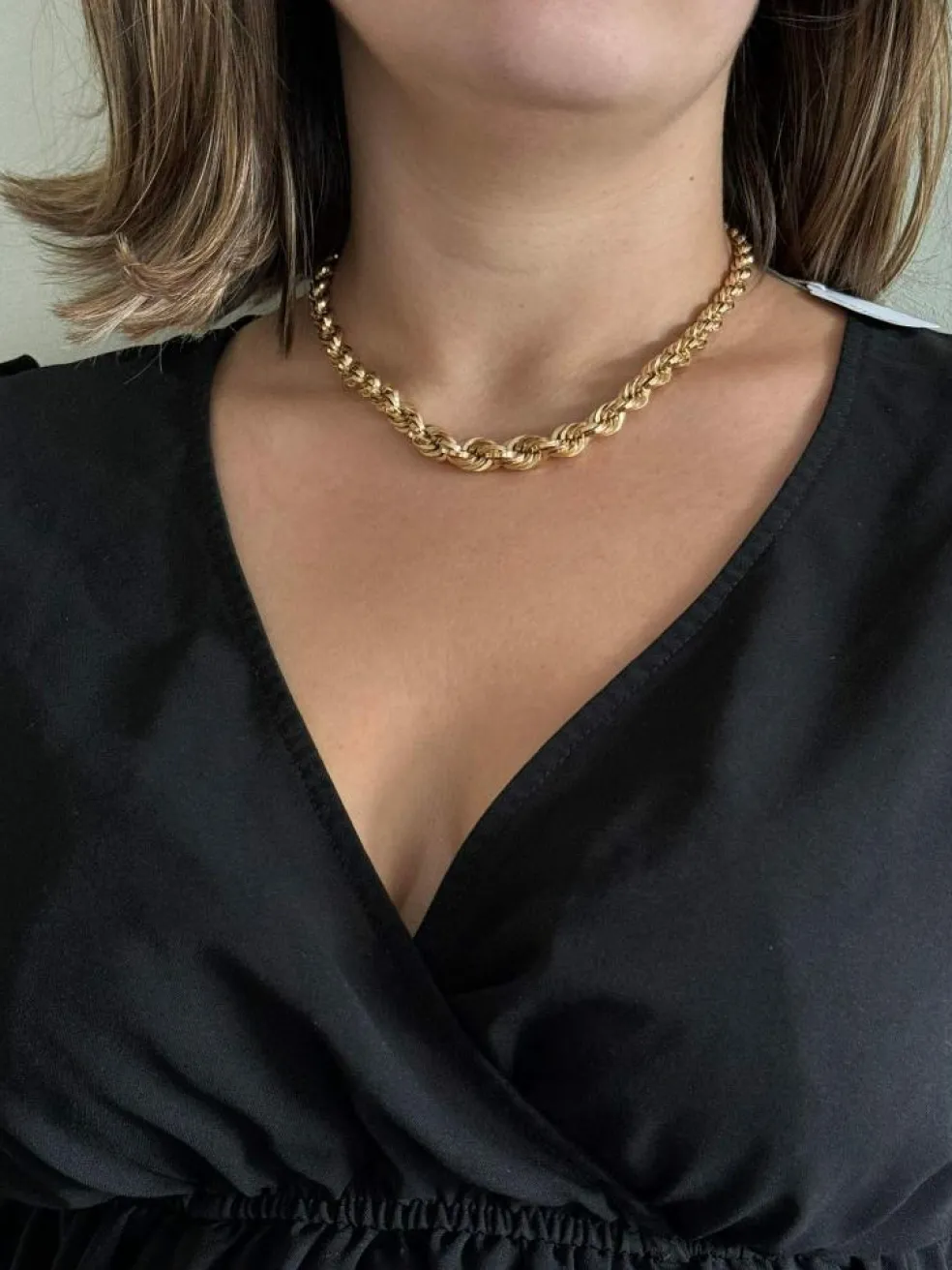 Collier Or Rose Maille Corde