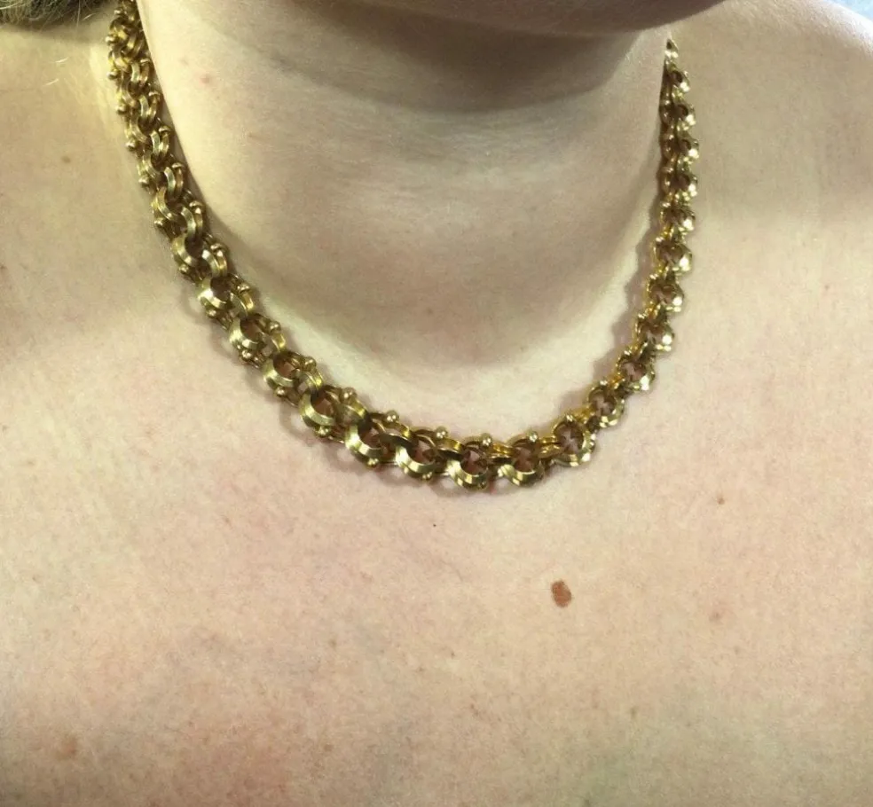 Collier Or Rose maille entrelacée