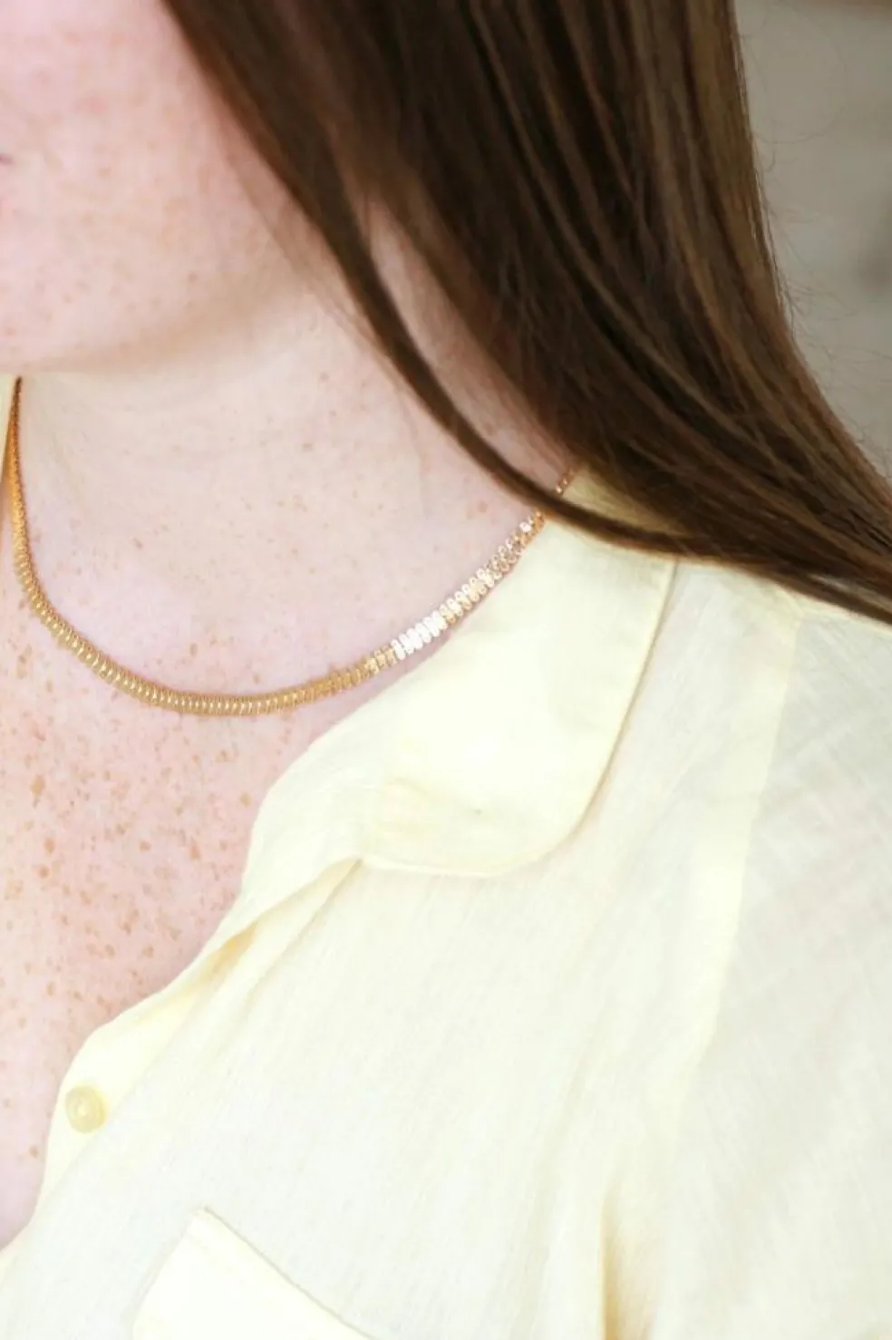Collier or rose maille fantaisie