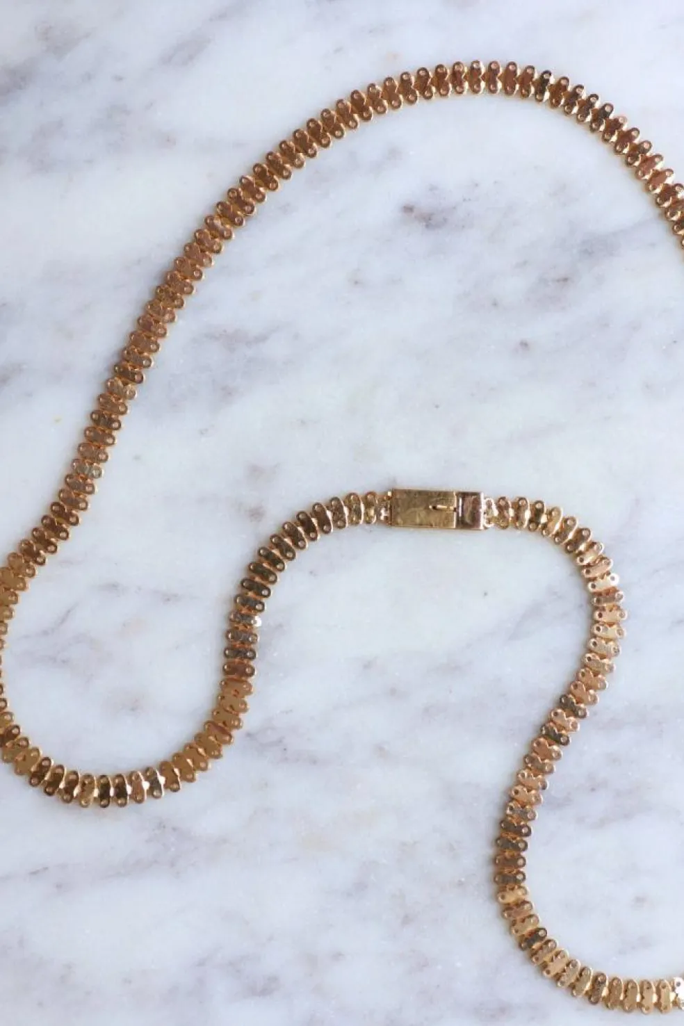 Collier or rose maille fantaisie
