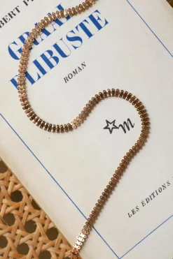 Collier or rose maille fantaisie