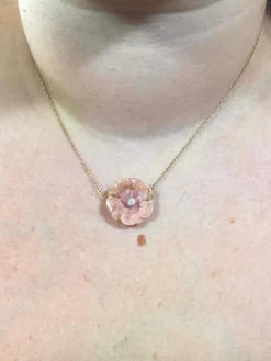 Collier Or rose Porcelaine Et Diamant