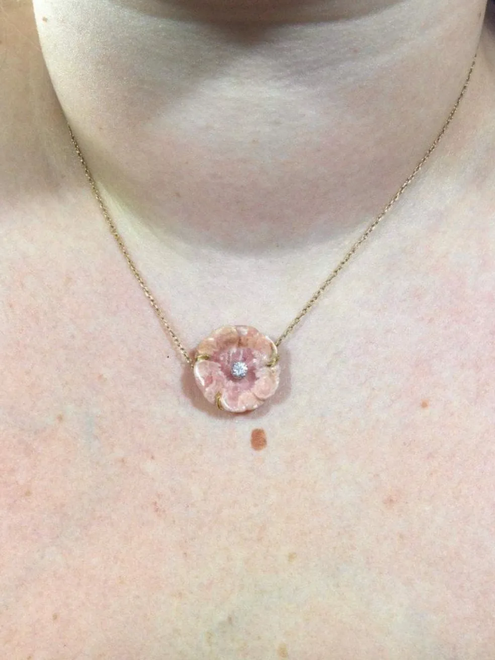 Collier Or rose Porcelaine Et Diamant