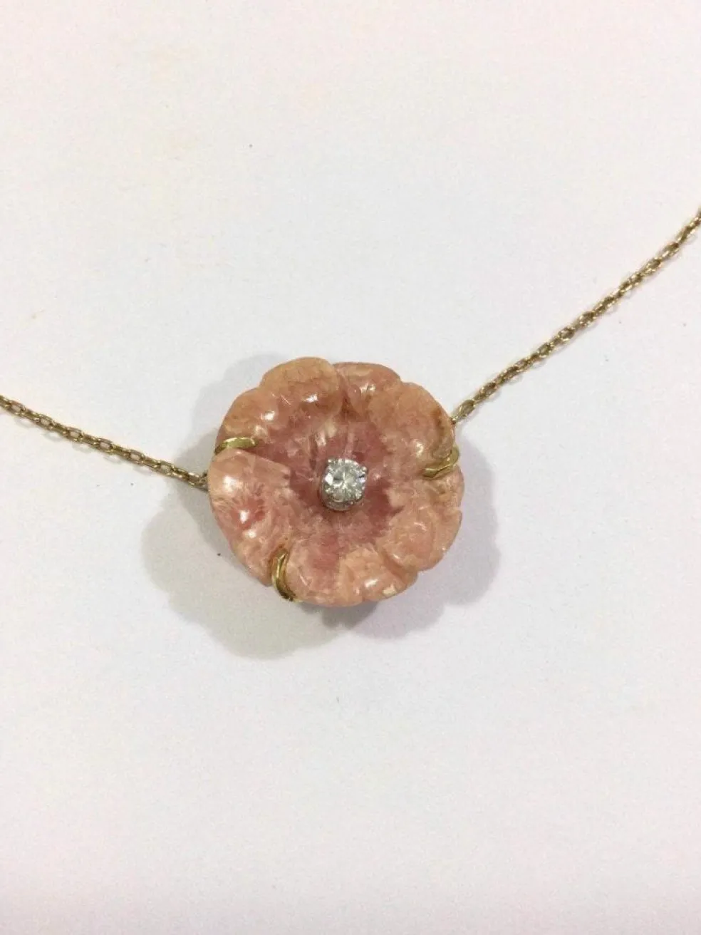 Collier Or rose Porcelaine Et Diamant