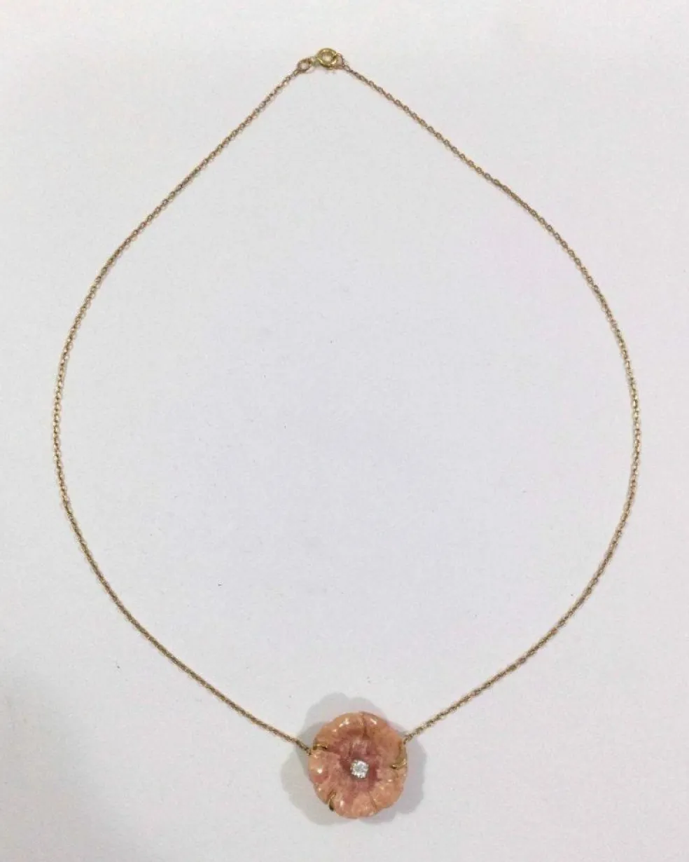 Collier Or rose Porcelaine Et Diamant