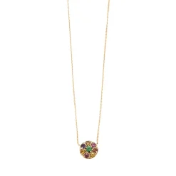 Collier or rose serti de saphir multi-couleur