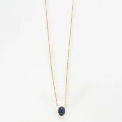 Collier or rose serti d’un saphir