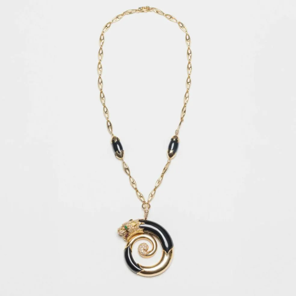 Collier Panthère Or jaune, diamants et onyx