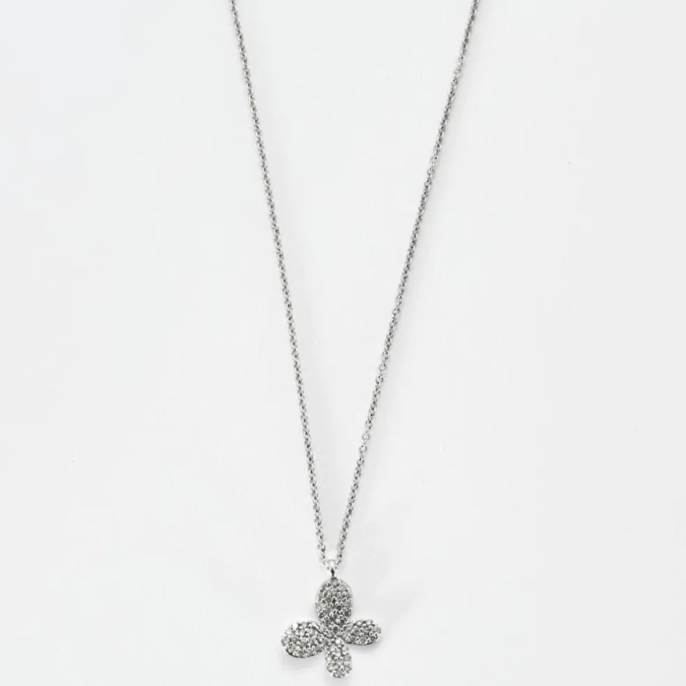 Collier papillon or blanc diamants