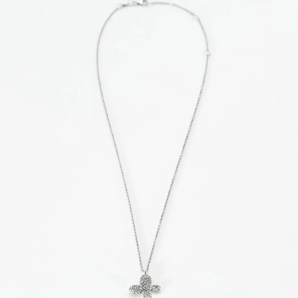 Collier papillon or blanc diamants