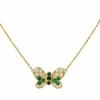 Collier Papillon Or jaune Emeraude