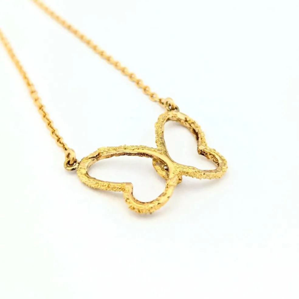 Collier papillon or jaune et diamant