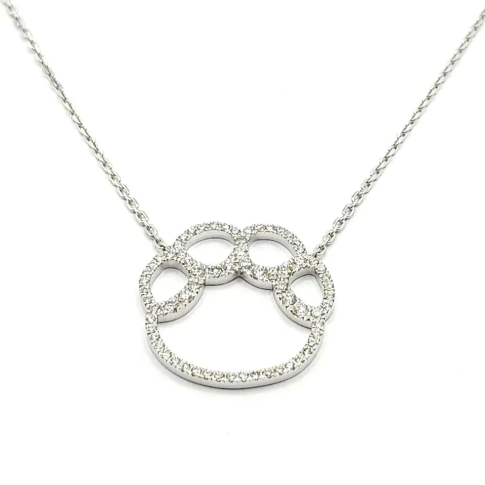 Collier patte or blanc serti de diamants