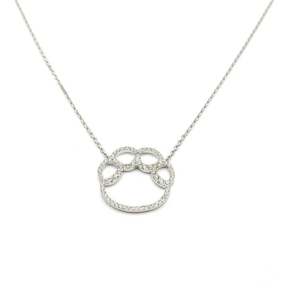 Collier patte or blanc serti de diamants