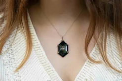 Collier pendentif 1920 onyx et diamants