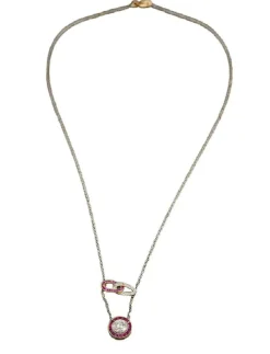 Collier pendentif Art Déco diamant, rubis calibrés