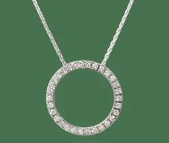 Collier pendentif cercle en or blanc et diamants