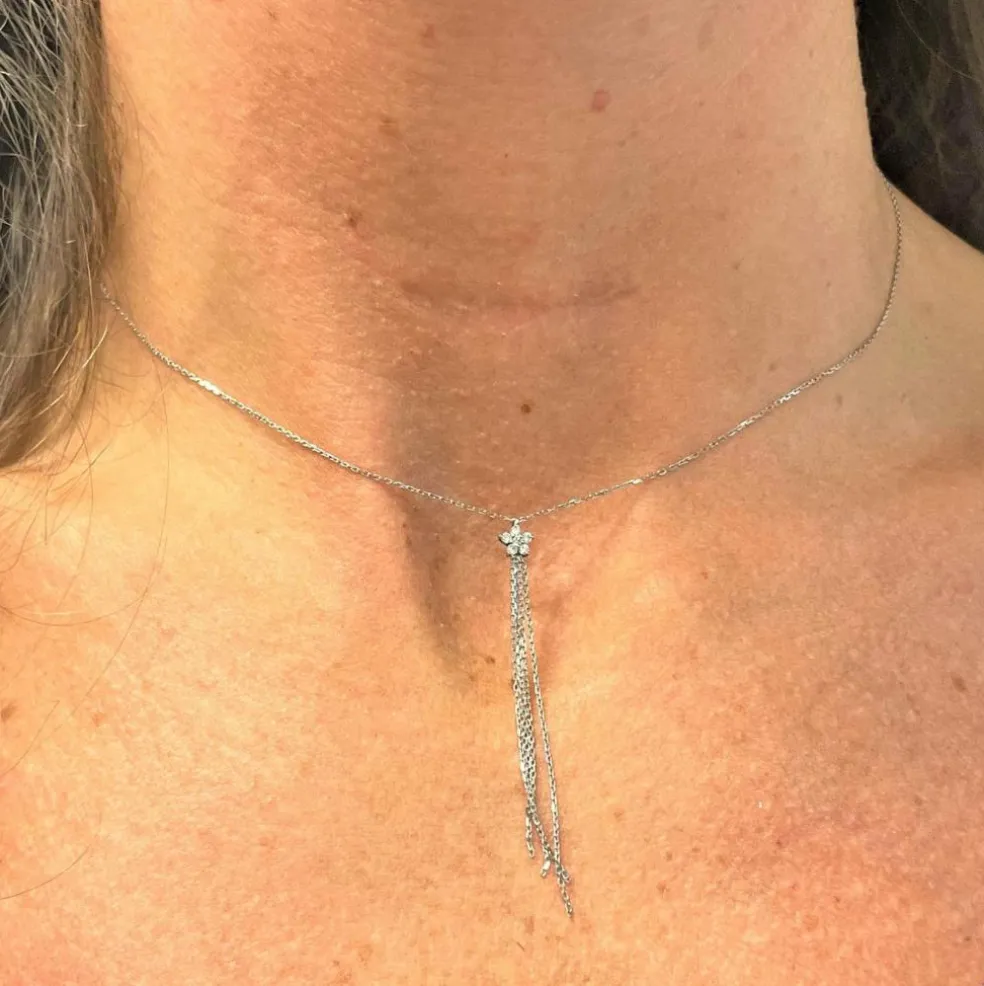 Collier Pendentif Chute Or Diamants