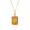 Collier pendentif citrine or jaune 15 carats