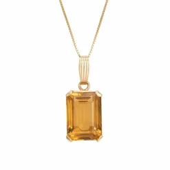 Collier pendentif citrine or jaune 15 carats