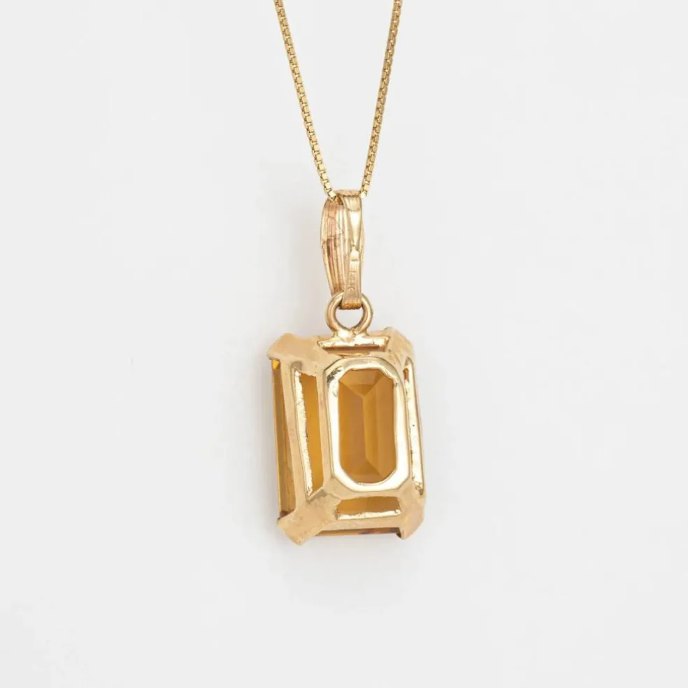 Collier pendentif citrine or jaune 15 carats