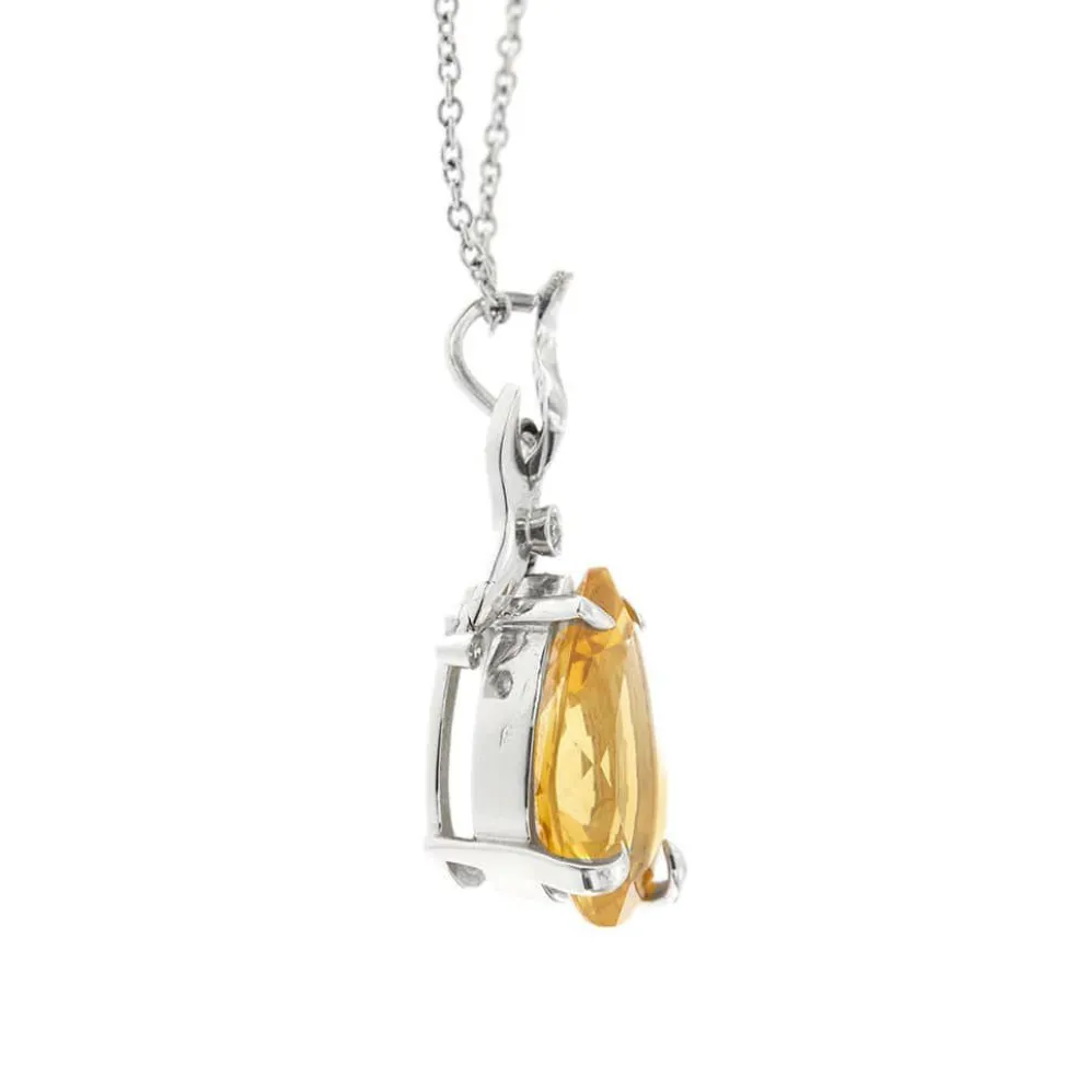 Collier pendentif Citrine Diamants