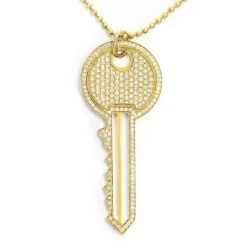 Collier pendentif clé en or et diamant