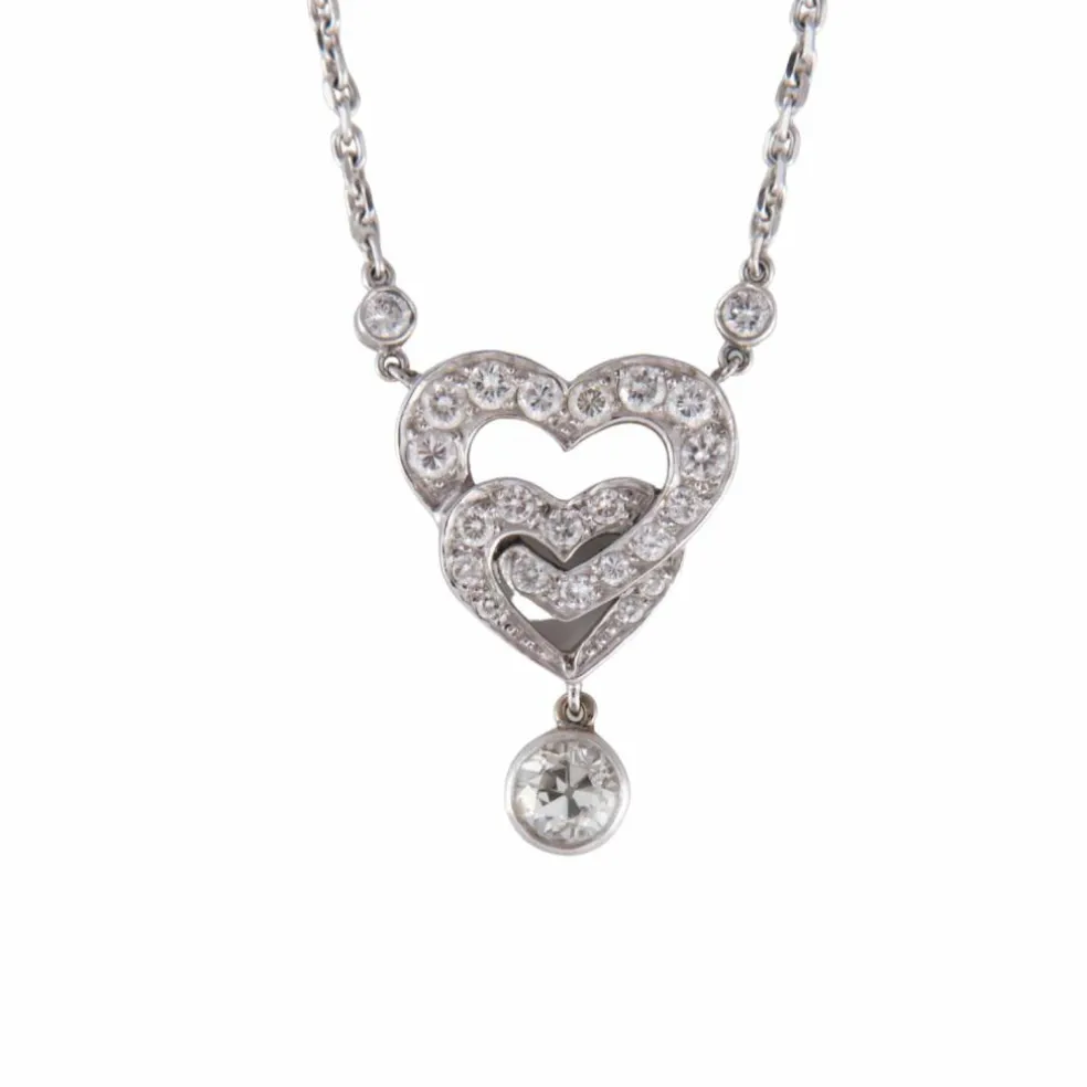 Collier Pendentif Coeurs entrelacés Diamants