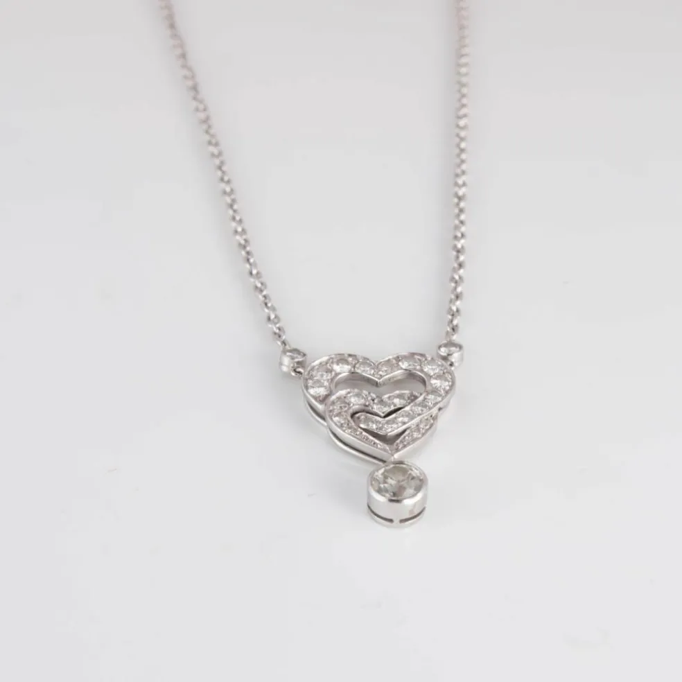 Collier Pendentif Coeurs entrelacés Diamants