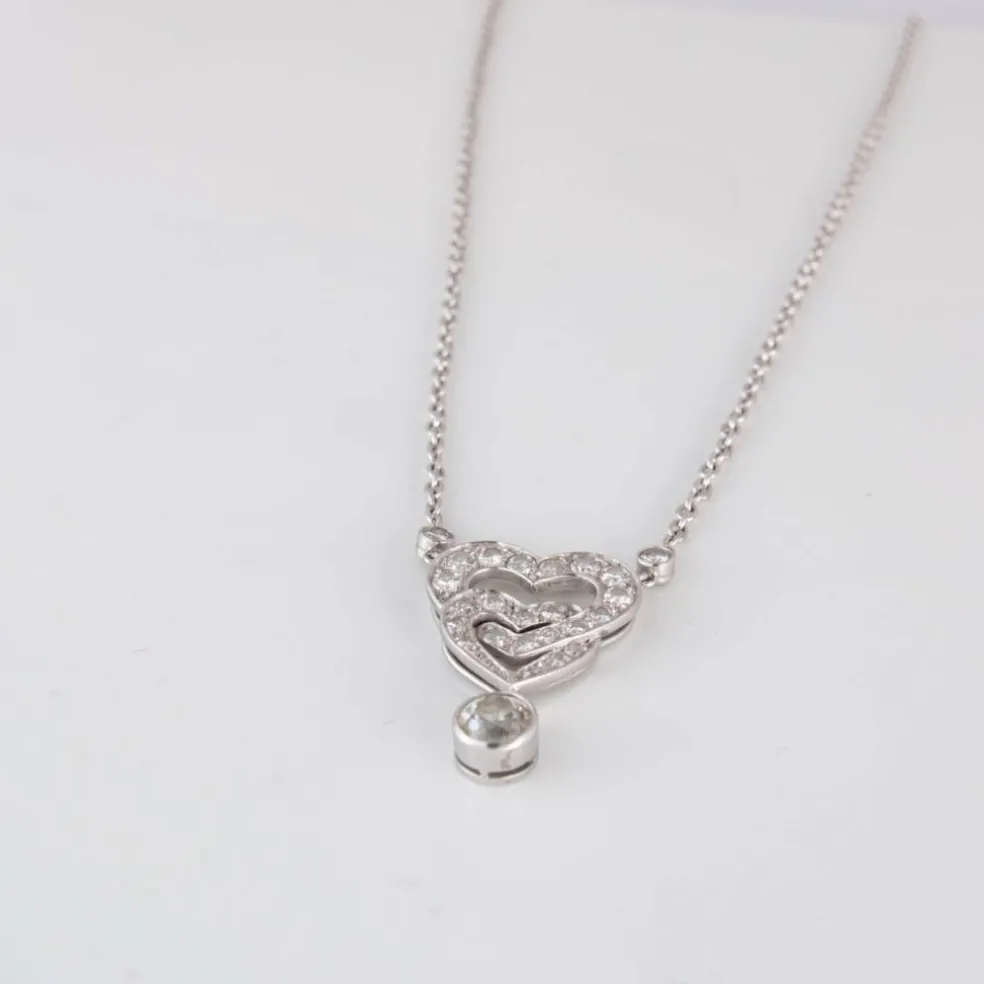 Collier Pendentif Coeurs entrelacés Diamants