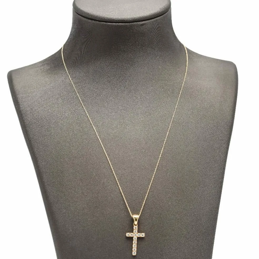 Collier pendentif croix en or et diamants