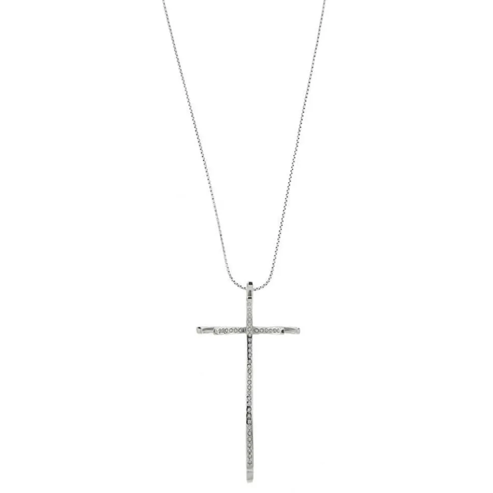 Collier pendentif croix et diamants