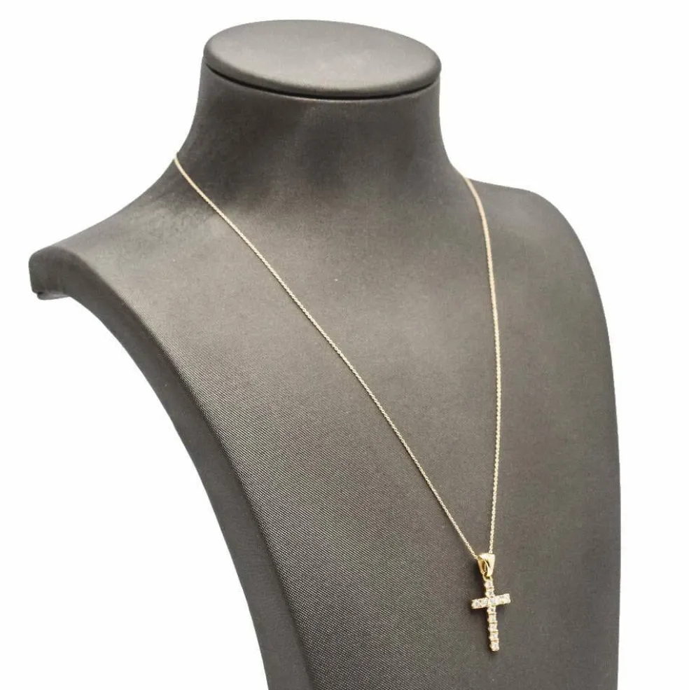 Collier pendentif croix en or et diamants