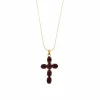 Collier pendentif croix grenats