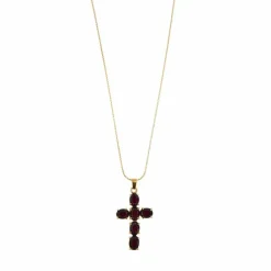 Collier pendentif croix grenats