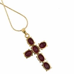 Collier pendentif croix grenats