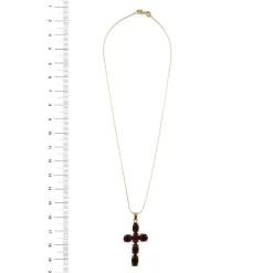 Collier pendentif croix grenats