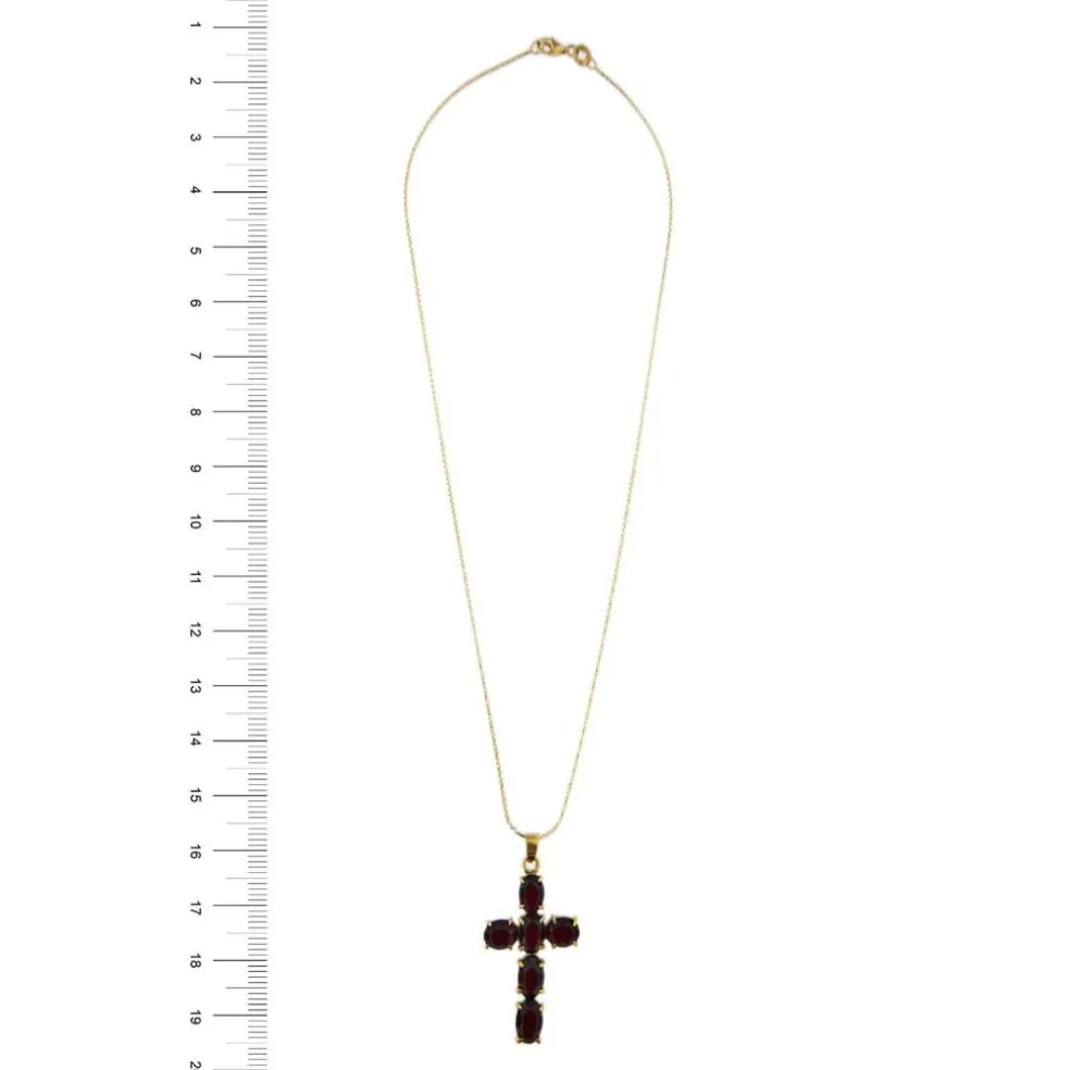 Collier pendentif croix grenats