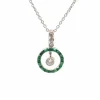 Collier pendentif diamants et émeraudes